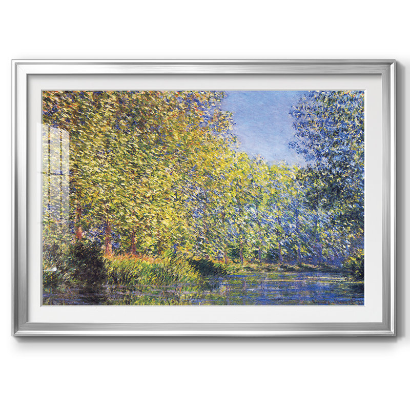 «A Bend In The Epte Giverny», reproduction d'art encadrée sur papier par Claude Monet, Argent, H 19 po x l 27 po x P 1,5 po