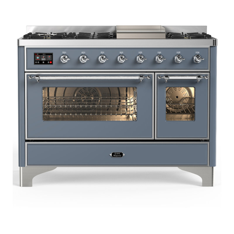 Majestic III Series 48 Inch Dual Fuel Range with 5 Sealed Burners, Griddle, Frenchtop in Matte Graphite (Liquid Propane, Burnished Trim)