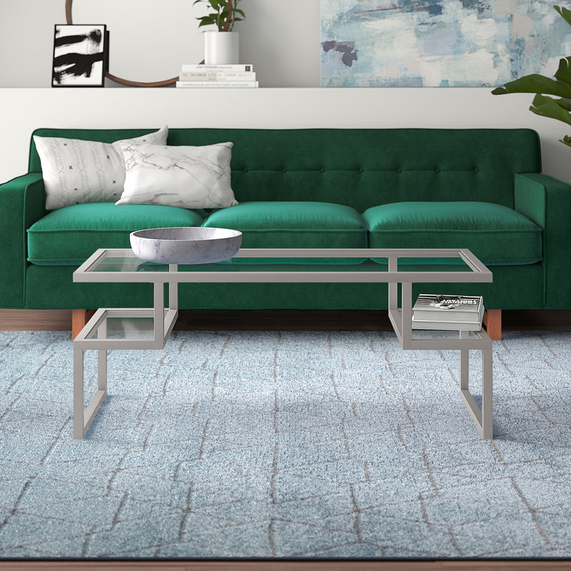 Zander Glass Top Coffee Table, Satin Nickel