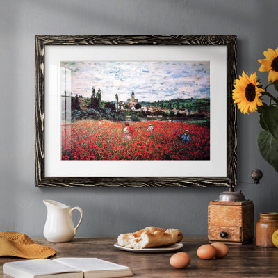 Poppy Field Near Vetheuil, 1879 - Matted and Framed Under Acrylic Glass, Large Living Room Wall Art