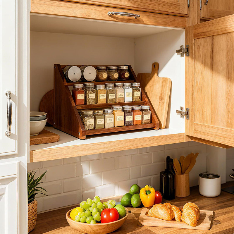 Freestanding Wood Spice Rack