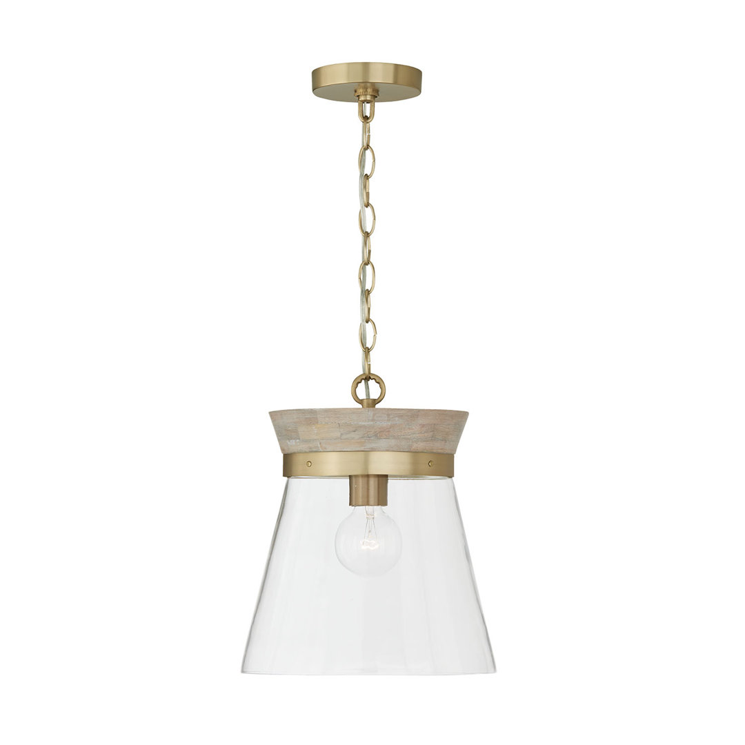 Finn 1 - Light White Wash/Matte Brass Bell Pendant Capital Lighting