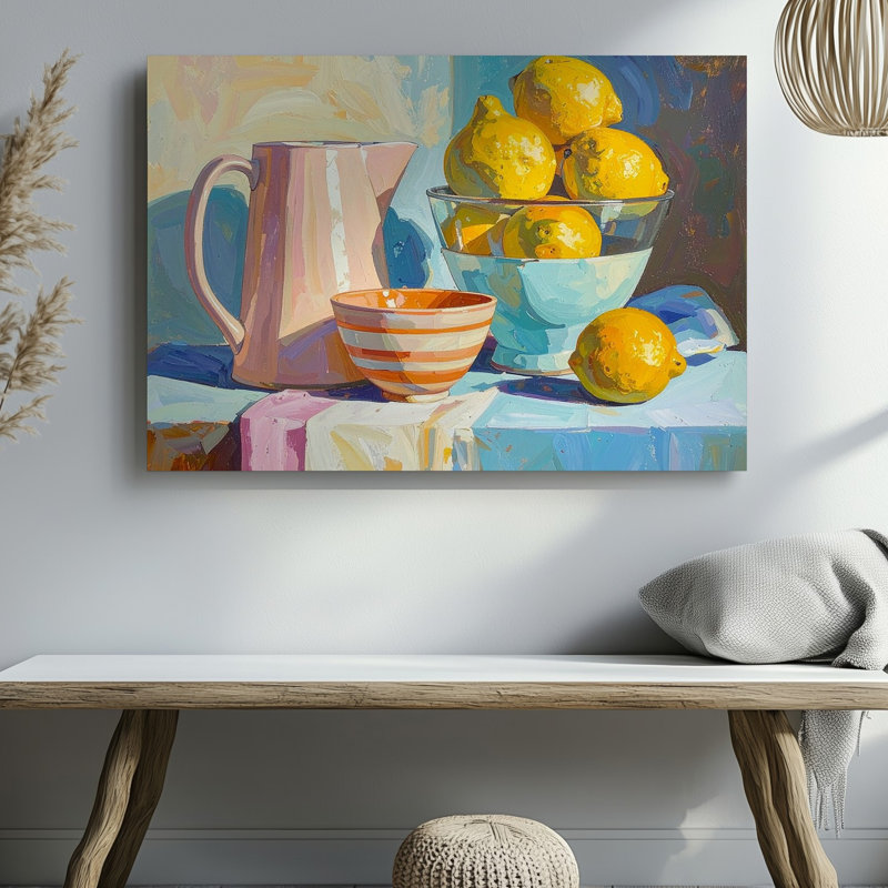 Art mural sur toile, citron, cuisine, nature morte et charme rétro, H 30 po x l 40 po