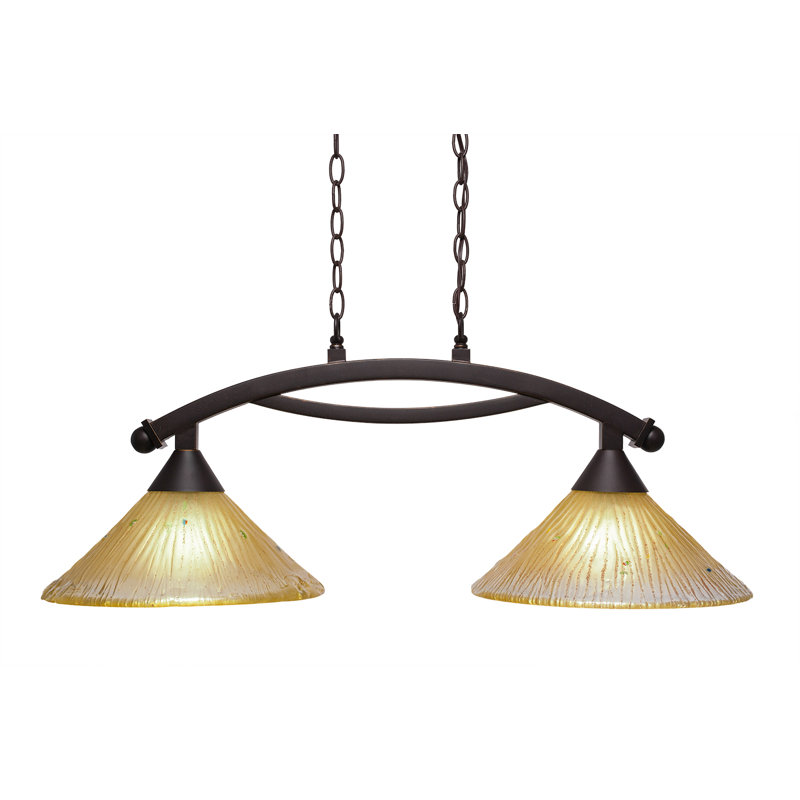 Eisenhauer 2 Light Island Light Shown With 12" Glass, Bronze, Amber