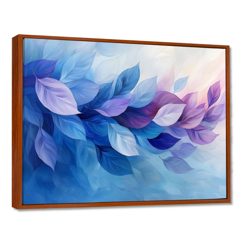 «Floating Leaves In Purple Ink River II», art mural feuilles, H 34 po x l 44 po, Impression encadrée flottante, Brun