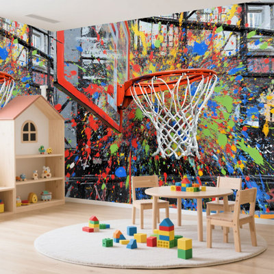 Papier peint auto-adhésif Graffiti Basketball Street Pop Inspirational Paint Splatters