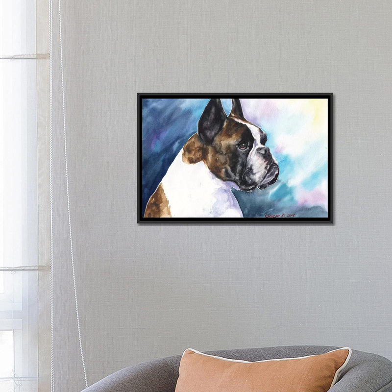 Impression sur toile boxer, H 18 po x l 26 po x P 1,5 po, Toile avec cadre noir, Pas de tapis
