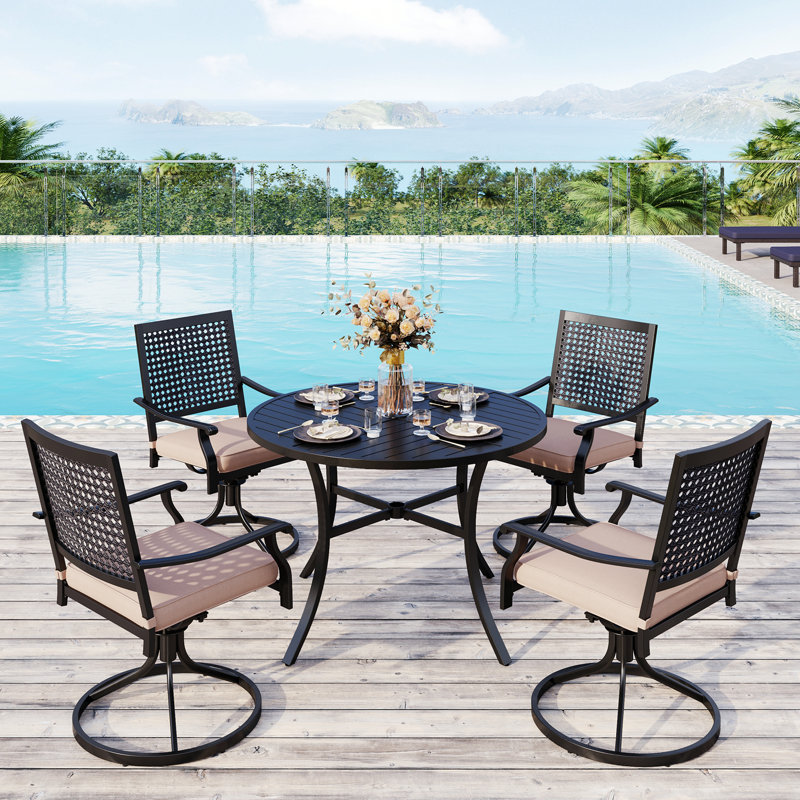Salem 4 - Person Patio Dining Set with Round Table , Cushions Included