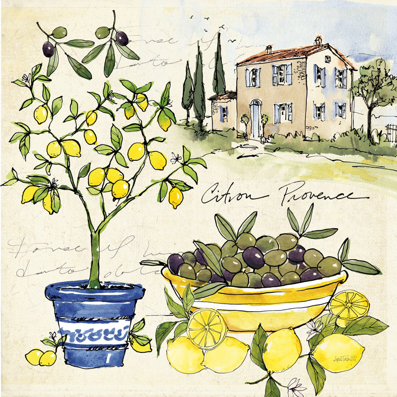 Impression d’art graphique sur toile, "citron IV" par Anne Tavoletti, H 12 po x l 12 po