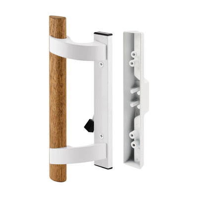 FHC C1128 Patio Door Mortise Style Handle - White Diecast With Wood Handle (Single Pack)