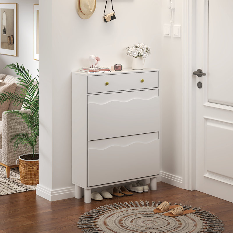 12 Pair Shoe Storage Cabinet, White