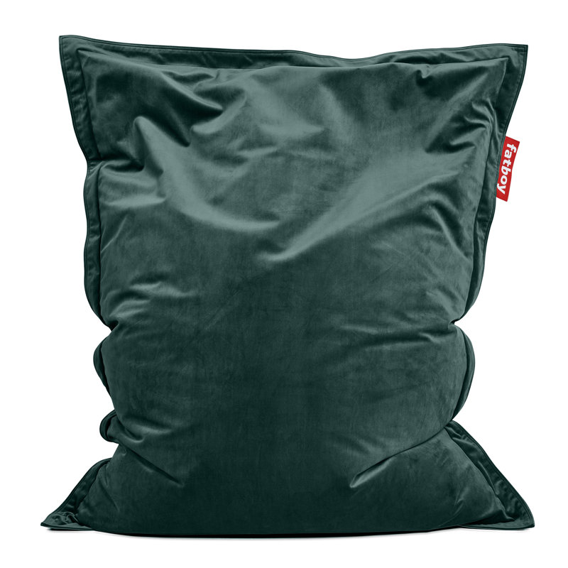 Original Slim Recycled Velvet Bean Bag Chair, Navy Blue Polyester