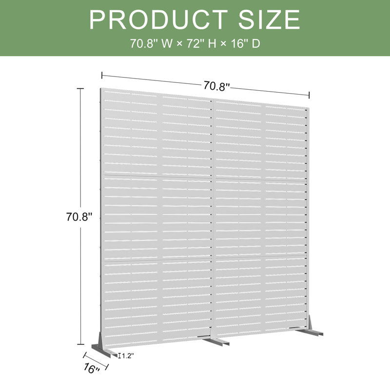 Metal Privacy Screen Fence Panel, White