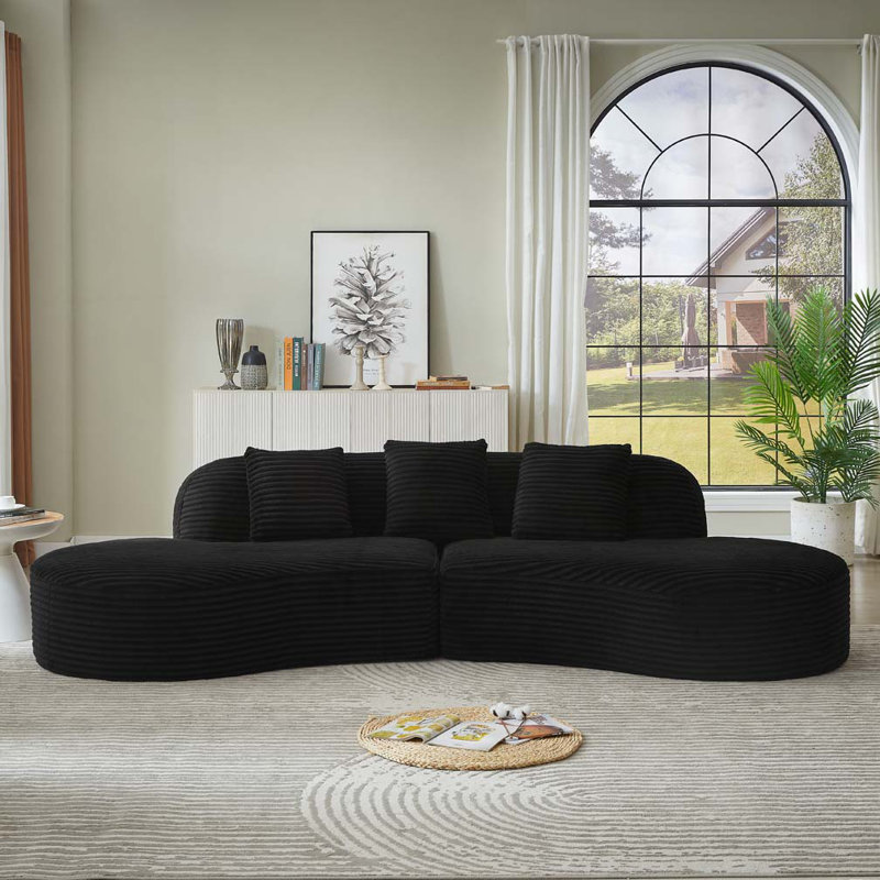 Canapé modulaire rembourré Corduroy, Noir