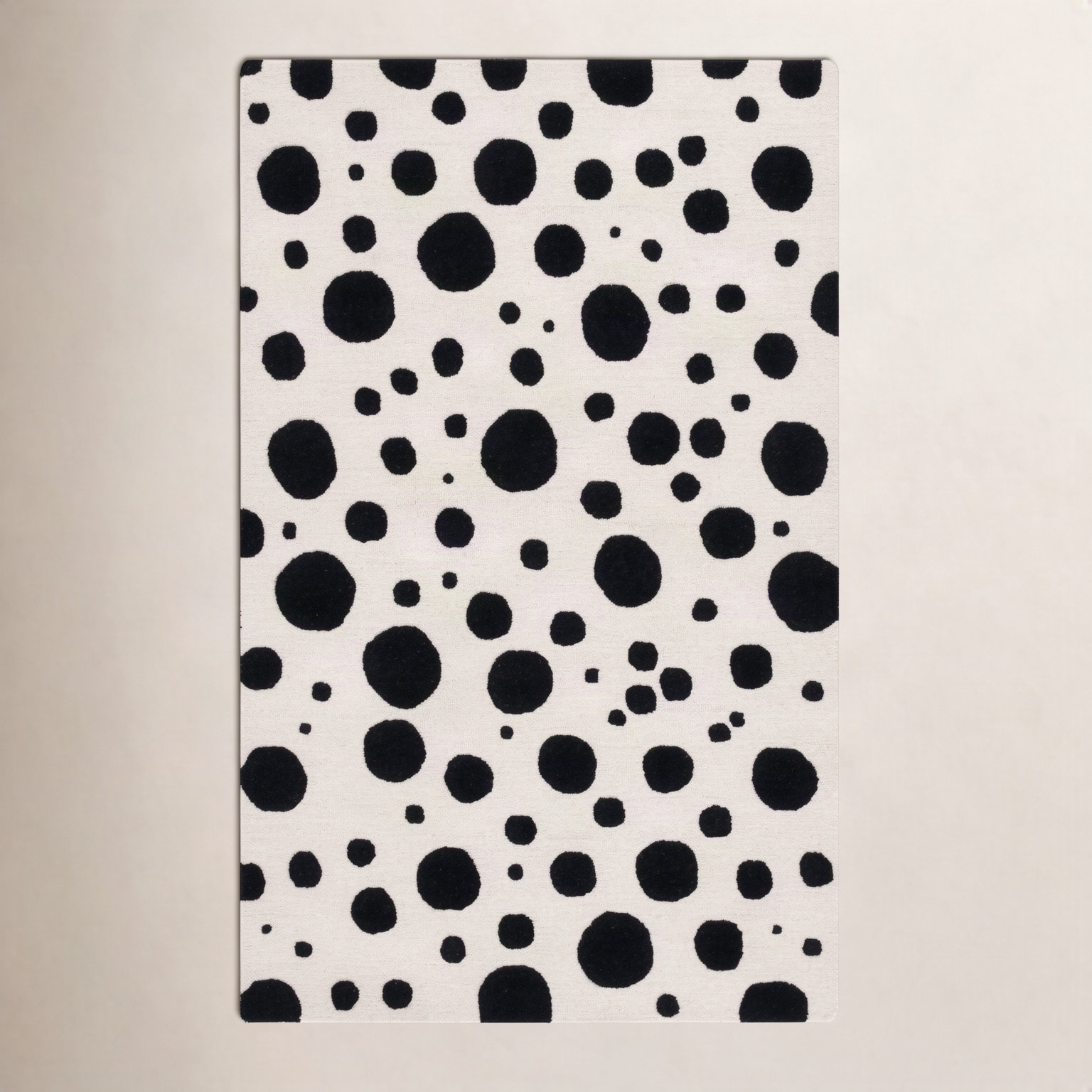 Camey Ivory Black Hand-Tufted Rug, Rectangle 5' x 8'