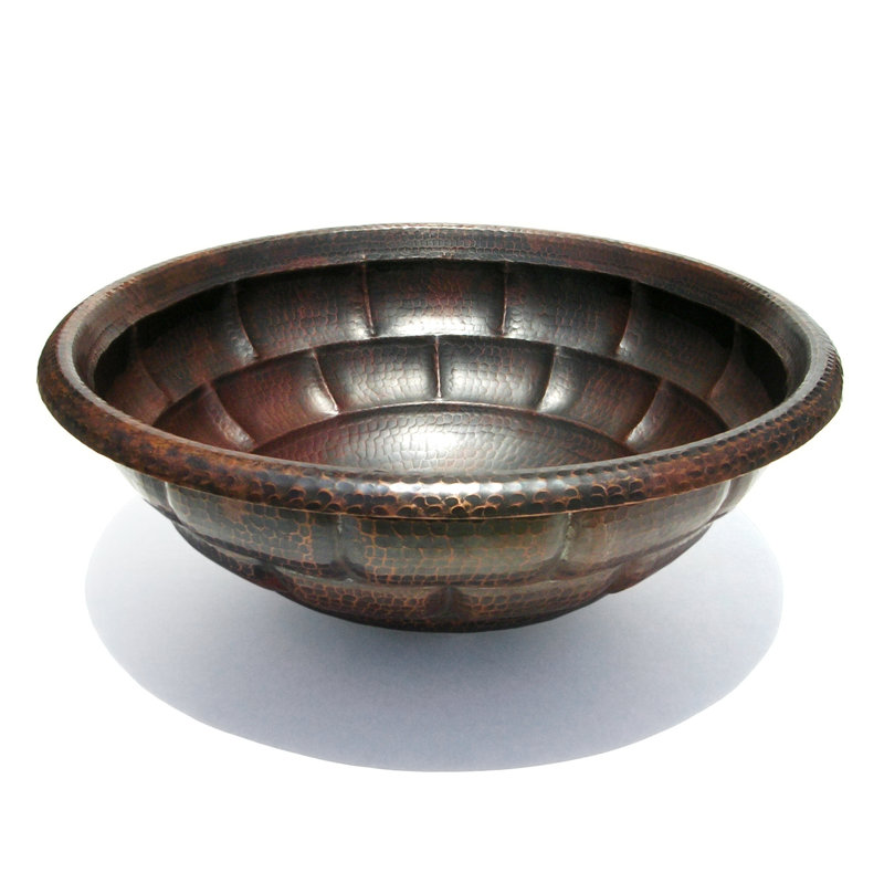 D'Vontz Copper Bathroom Sinks 17'' Metal Circular Bathroom Sink, Rolled, Polished Nickel