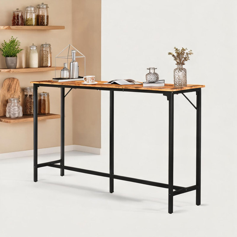 Table de salle à manger brune, dimensions 70,9 x 15 x 39 cm, structure en métal, design résistant à l'eau