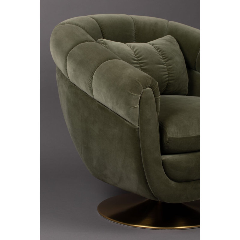 Member Swivel Lounge Chair, Green Cotton Blend