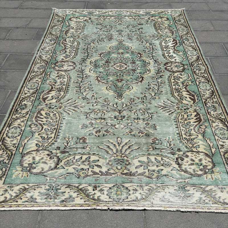 Grand tapis turc rétro en laine Anatolian rétro idéal pour les planchers de chambre à coucher ou de salon