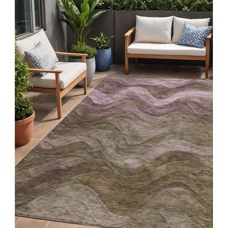 Tapis intérieur lavable abstrait taupe 5 pi x 8 pi
