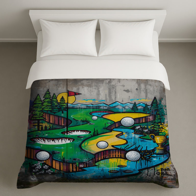 Golf Course Graffiti Duvet Covers, Queen