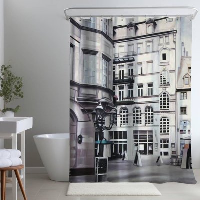 Shower Curtain AR6 – Polyester Shower Curtain, Dye Sublimation Print, 71" W × 74" L