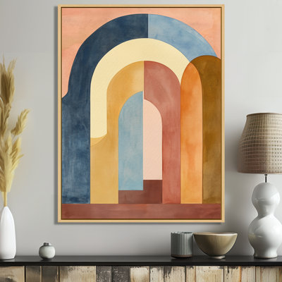Mid Century Modern Wall Art, Muted Archway Geometry, Arch Geometry Canvas
