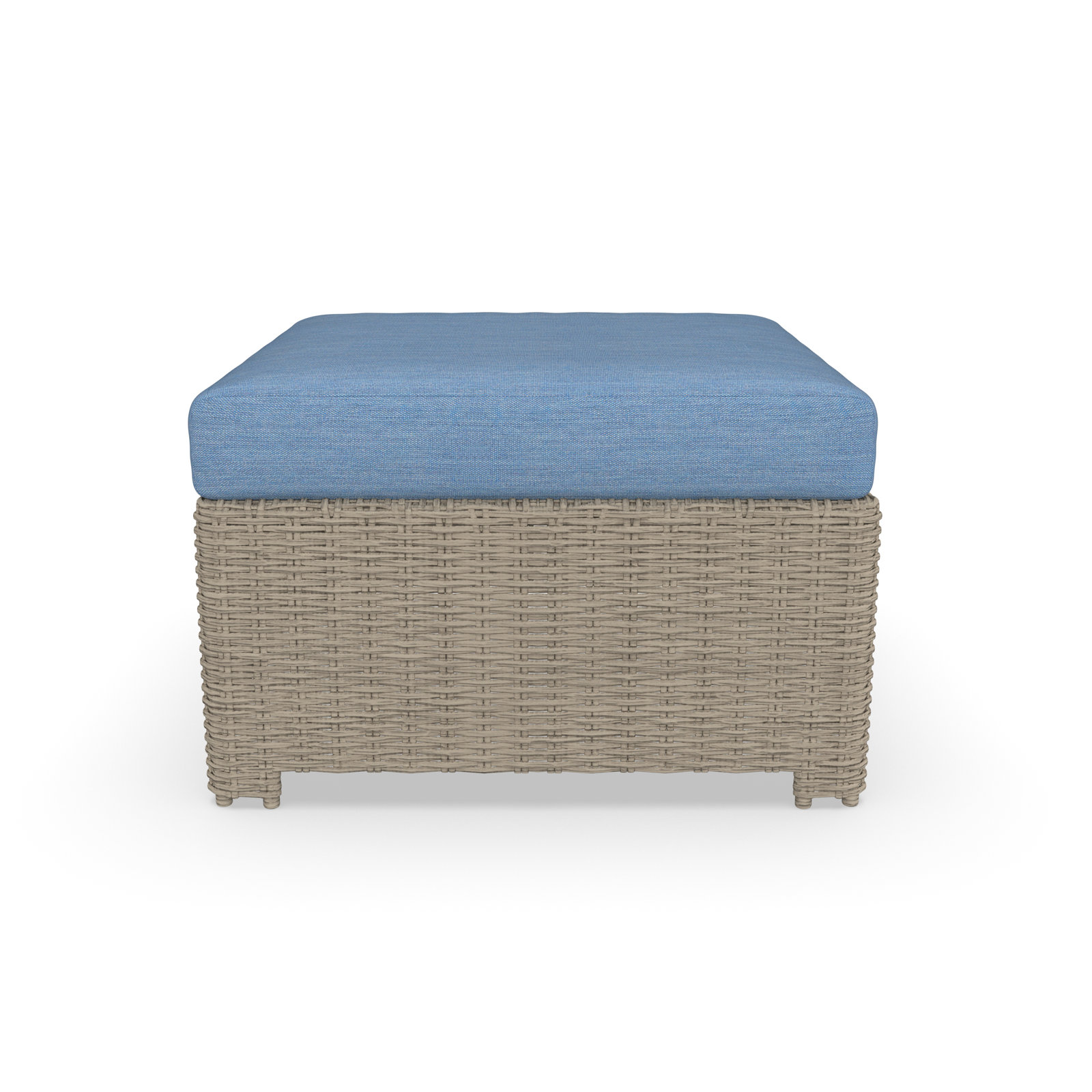 Outdoor Ottoman With Sunbrella Cushions, Cast Ocean
