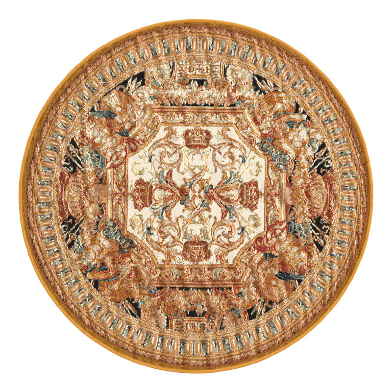 Indoor/Outdoor Traditional Area Rug, Round 3'3"