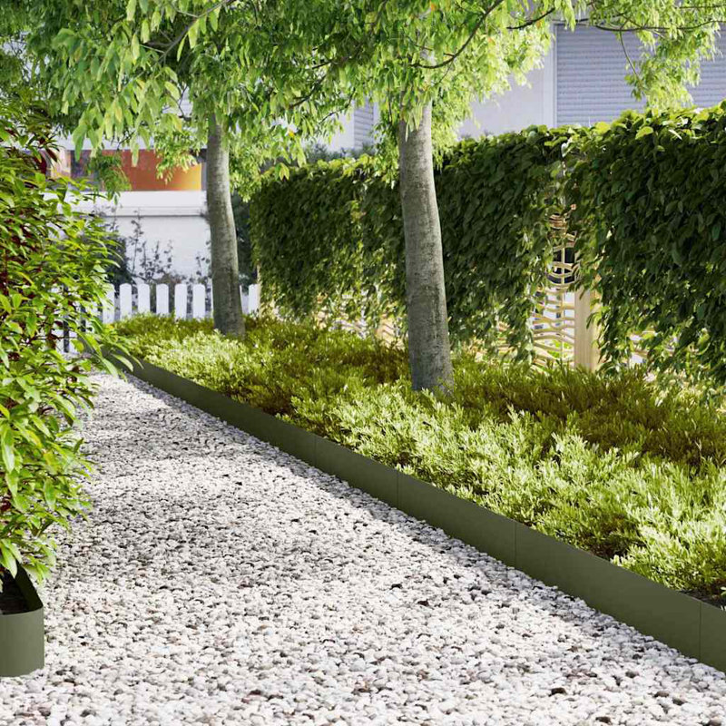 Bordure de pelouse vidaXL 10 pièces Vert olive 100 x 0,05 x 20 cm, 3,3 pi X P 0,7 pi H