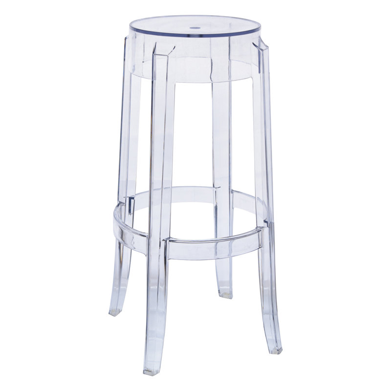 Dunminning 29.5" Modern Clear Acrylic Bar Stool, Transparent Ghost Stool for Kitchen Island & Backless Pub Height Seat, 1