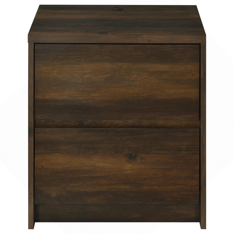 Geary Dark Pine 2-Drawer Nightstand LED Lights And USB, Dark Green