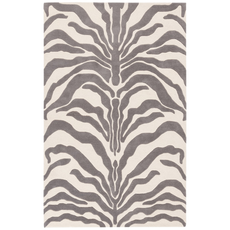 Carmaleta Hand Tufted Wool Pile Animal Print Rug, Rectangle 5' x 8'