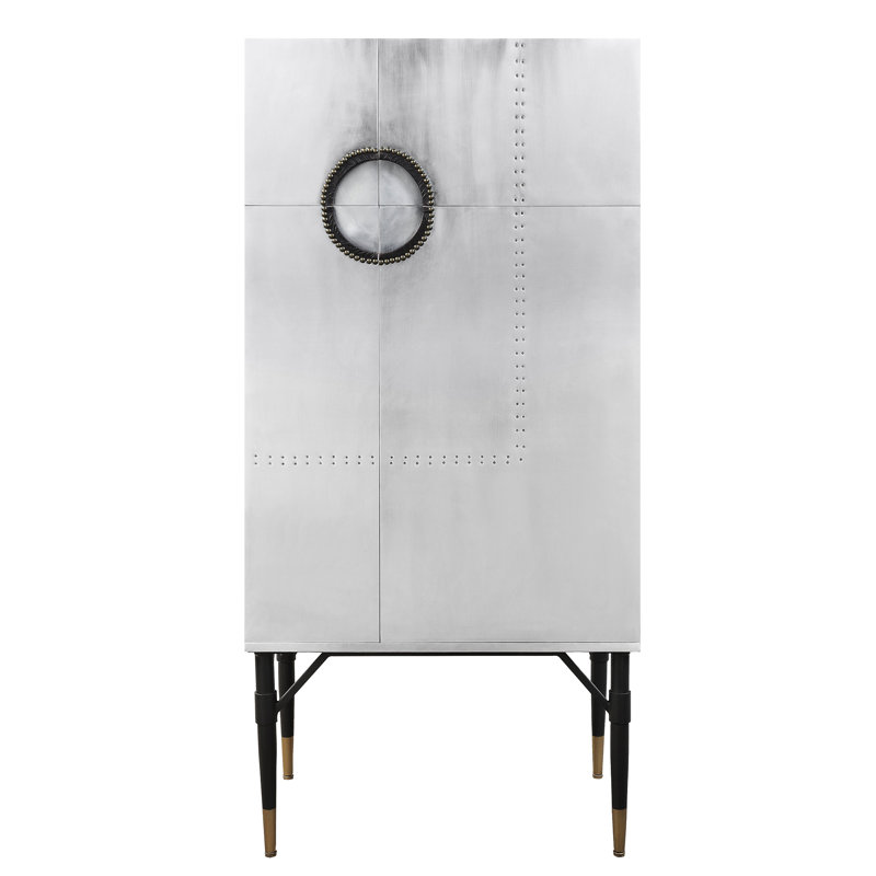 Armoire à vin en cuir et aluminium