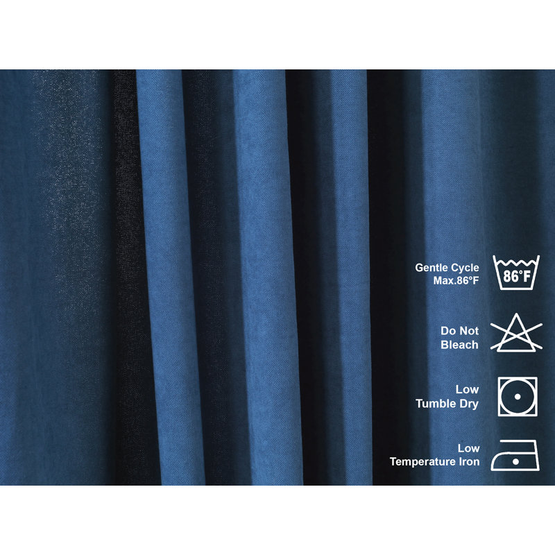 Blackout Thermal with Liner Extra Long & Extra Wide Decorative Curtain Single Panel, 140cm Width x 245cm Drop, Navy Blue