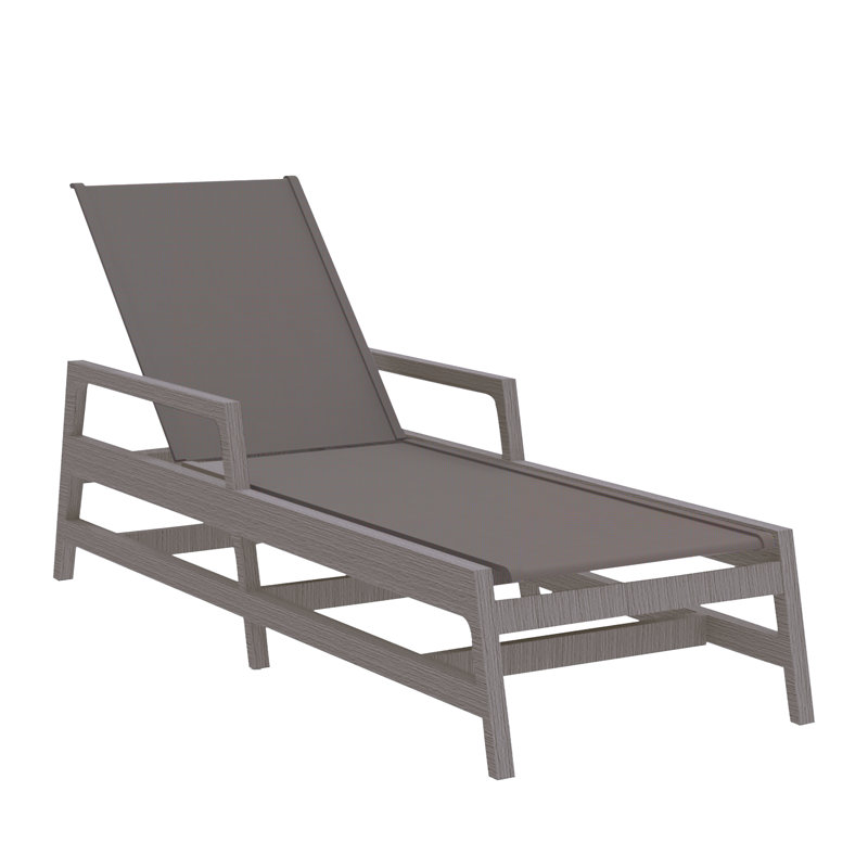 Chaise longue Seashore en bois gris ardoise et toile grise, Noir