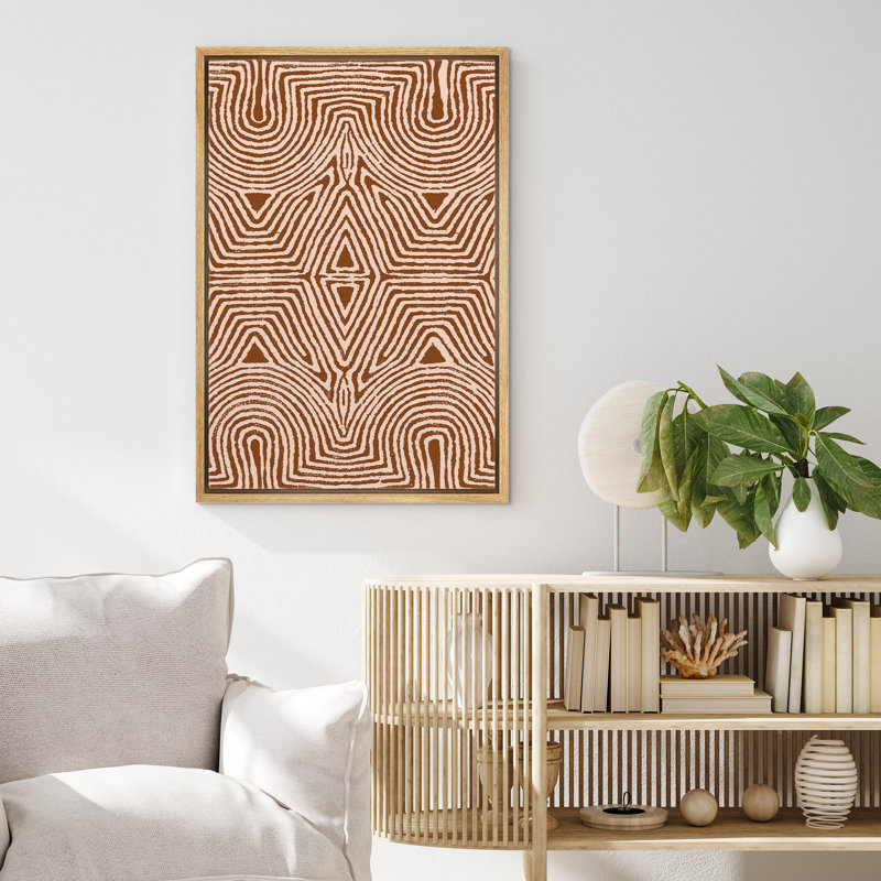 «Symmetric Triangle Tribal Print Geometric Shapes Modern Art Minimalist Dramatic Multicolor», reproduction d'art encadrée sur toile
