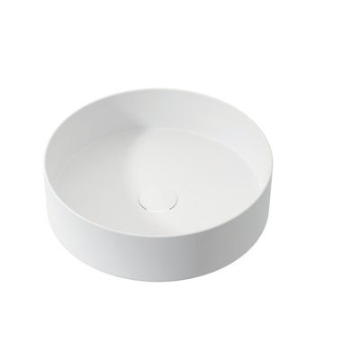Rin Washbasin White Solid Surface Bathroom Sink Modern Round