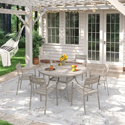 6-Person Patio Dining Set With Metal Chairs