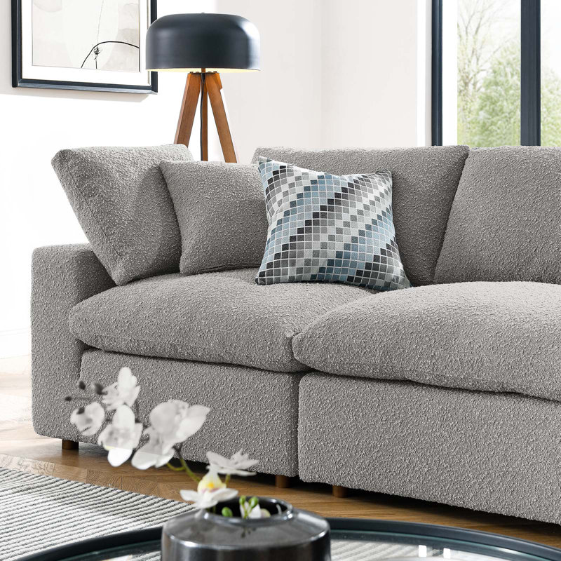 Canapé 4 places Modway Commix, Boucle gris clair