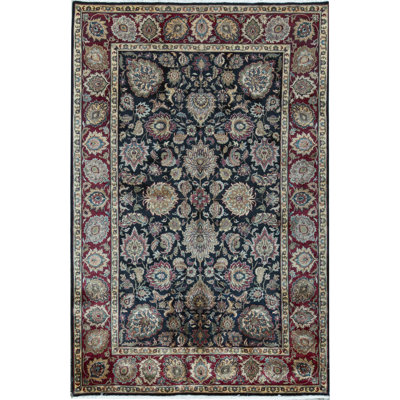 Tapis noir et rouge de haute qualité noué à la main