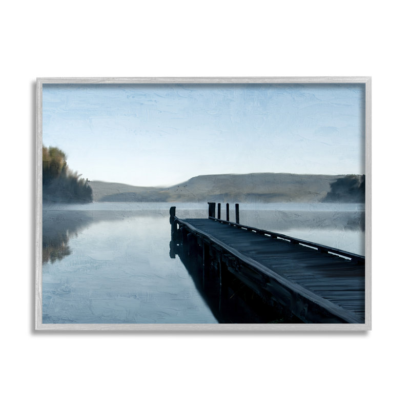 «Distant Lake Dock», impression sur bois par Kim Allen, Estampe numérique Farmhouse, H 16 po x l 20 po x P 1,5 po