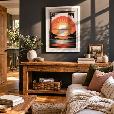 Desert Sunset Reflection Art Deco - Print
