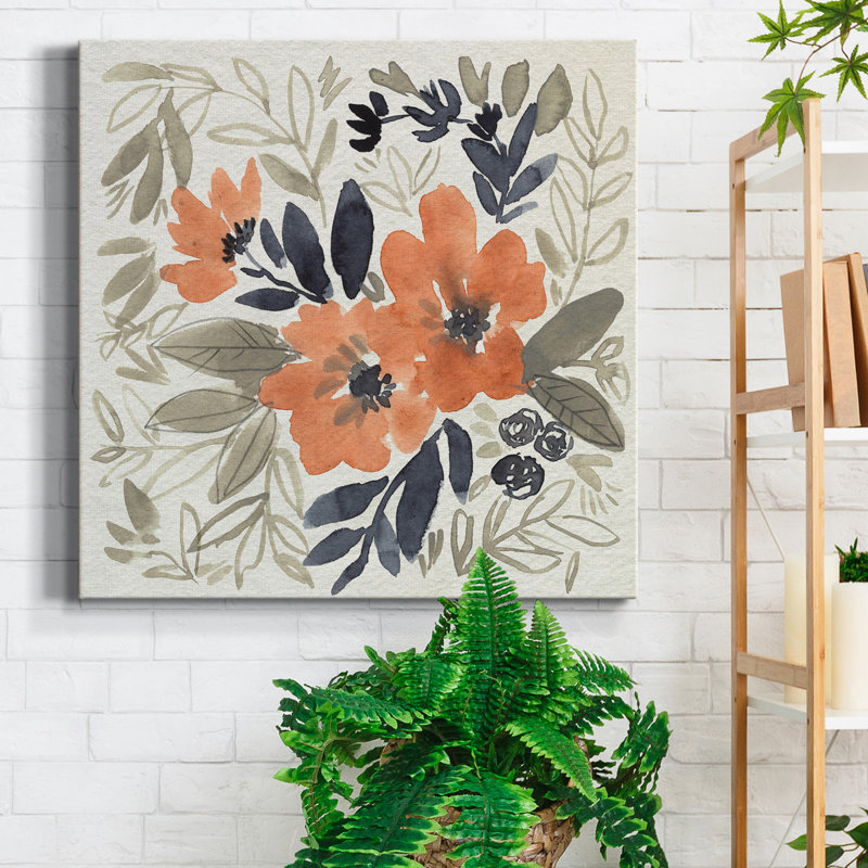 " Sienna & Paynes Flowers I ", 10" H x 10" W x 1" D