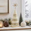 Figurine d'arbre de Noël fait main en papier mâché, jaune