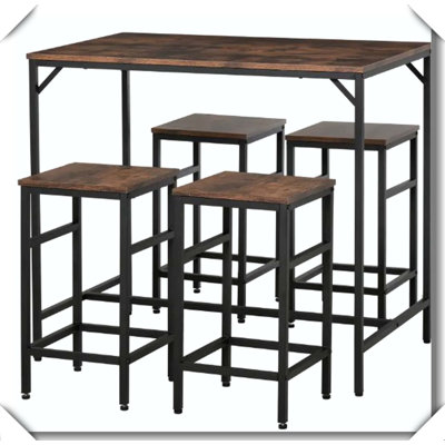 5-Piece Dining Table Set Table Stools Space Saving Practical