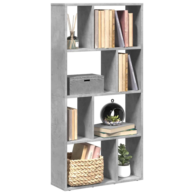 Schrey Book Cabinet Bookcase, (8 Shelves) 120cm H x 60cm W x 20cm D, Concrete Grey