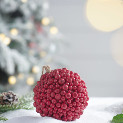 Set Of 3 Red Berry Ball Ornaments, 6.5 Inch Decorative Hanging Christmas Tree Ornaments For Festive Holiday Decorations