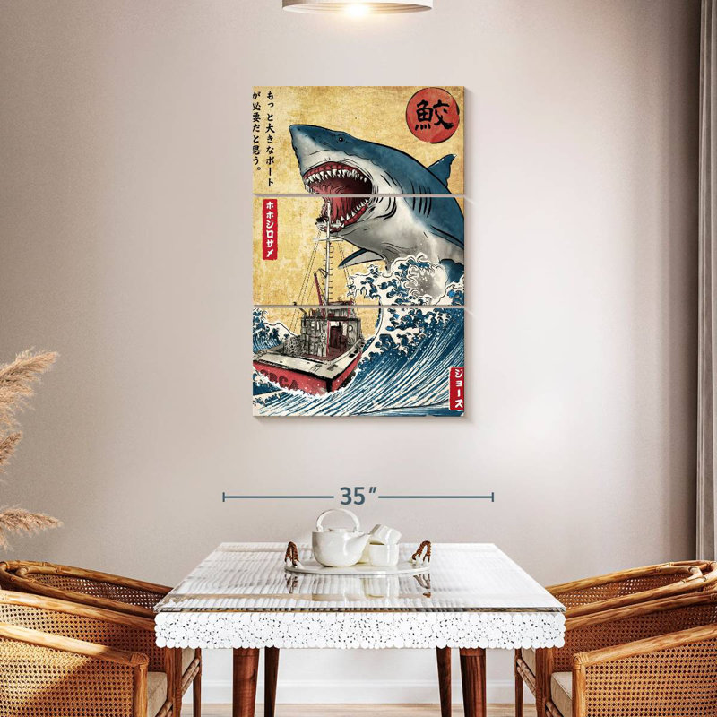 Brampt Hunting The Shark In Japan, 45" H x 28" W