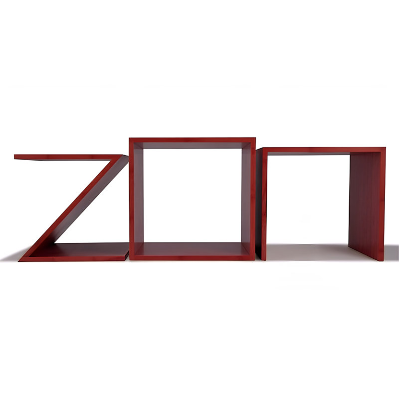 Tables gigognes en bois massif, Rouge